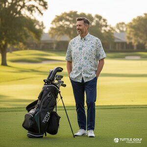 Tuttle Golf Collection Mens Floral Short Sleeve Button Down Shirt L